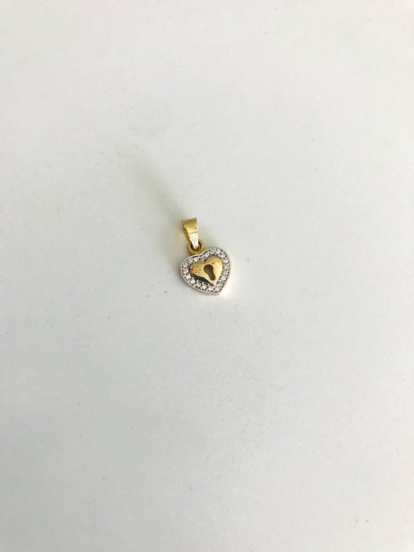 10MM 14K Heart Pendant Lock with Zirconia | 14K Heart Pendant