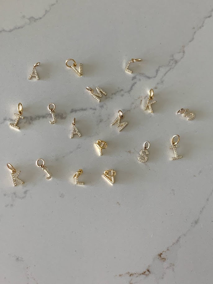 14K Gold Dainty CZ Initial