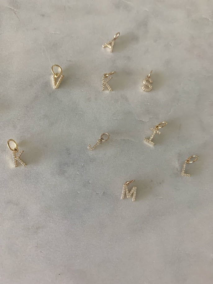 14K Gold Dainty CZ Initial