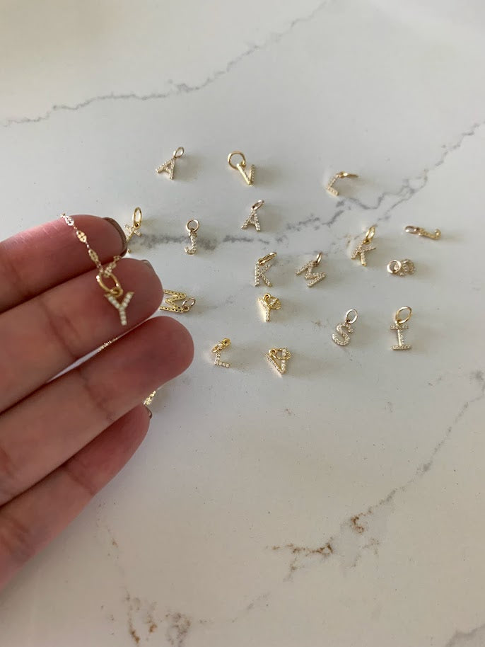 14K Gold Dainty CZ Initial