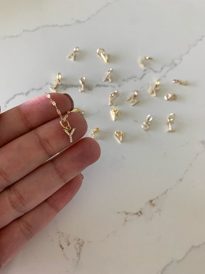 14K Gold Dainty CZ Initial