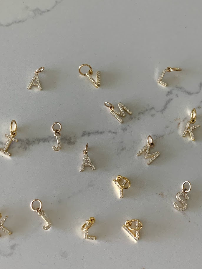 14K Gold Dainty CZ Initial
