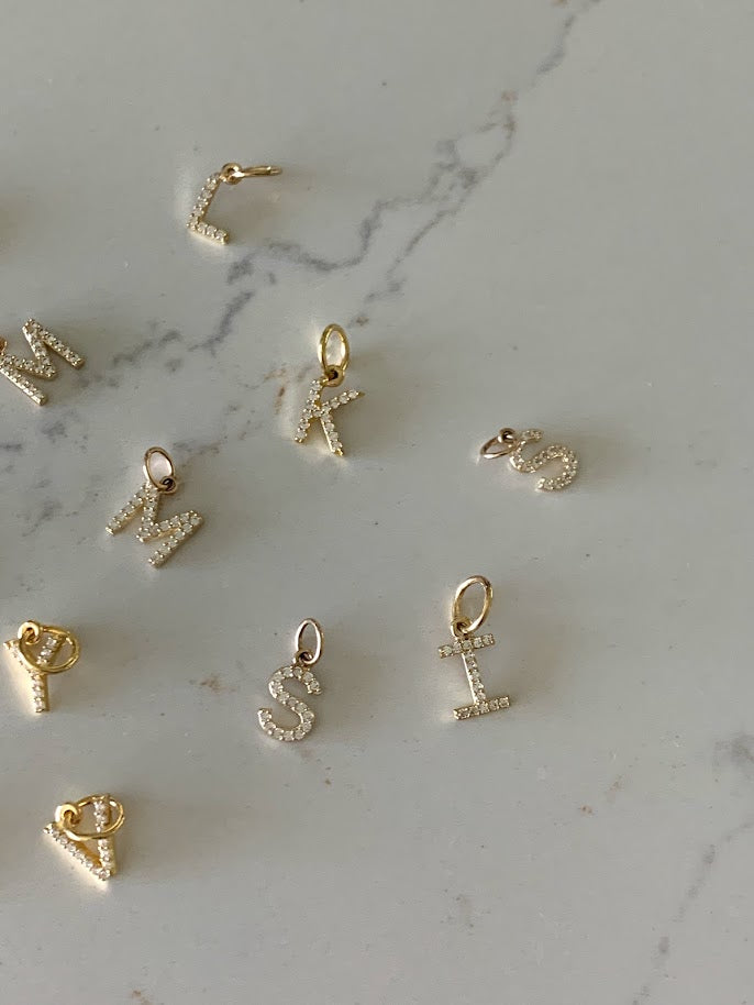 14K Gold Dainty CZ Initial