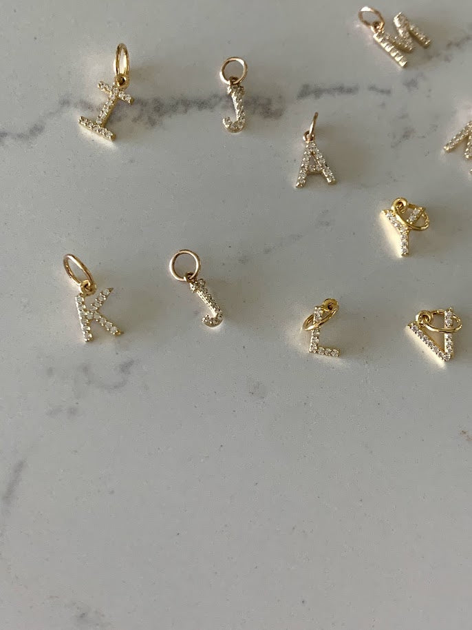14K Gold Dainty CZ Initial