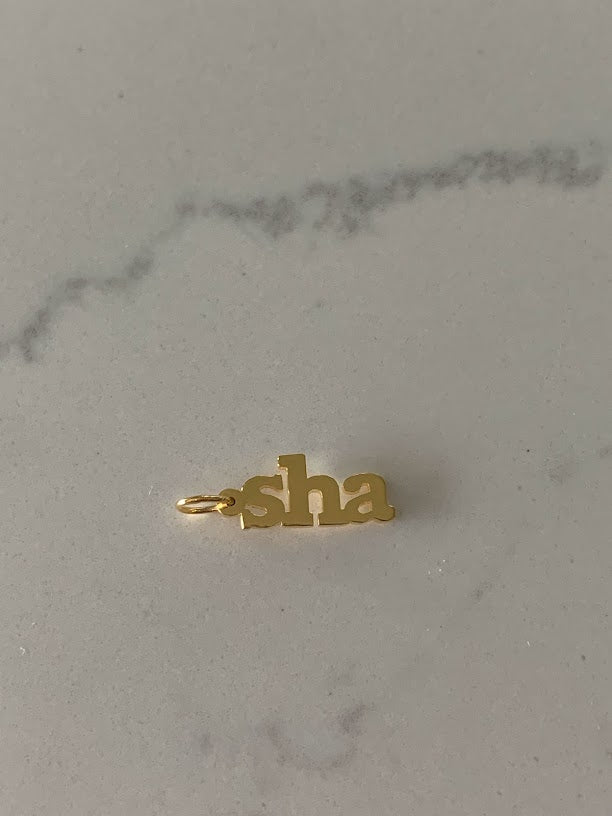 4MM 14K Solid Gold Name| Word Pendant | Personalized Pendant | Personalized Name Charm