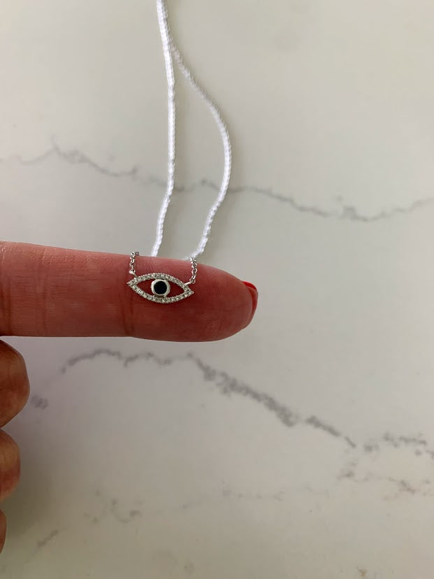14K Gold Blue Sapphire and Diamonds Evil Eye