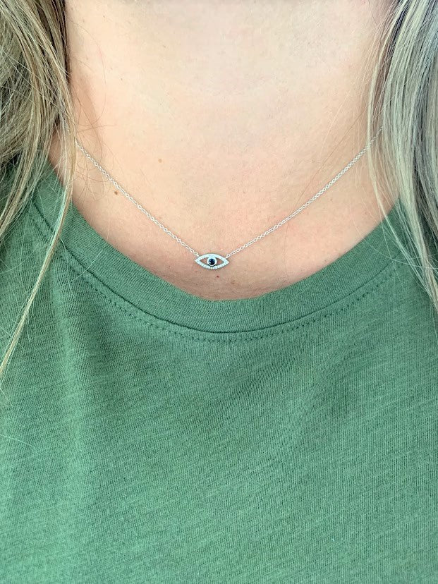 14K Gold Blue Sapphire and Diamonds Evil Eye