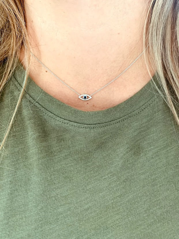 14K Gold Blue Sapphire and Diamonds Evil Eye