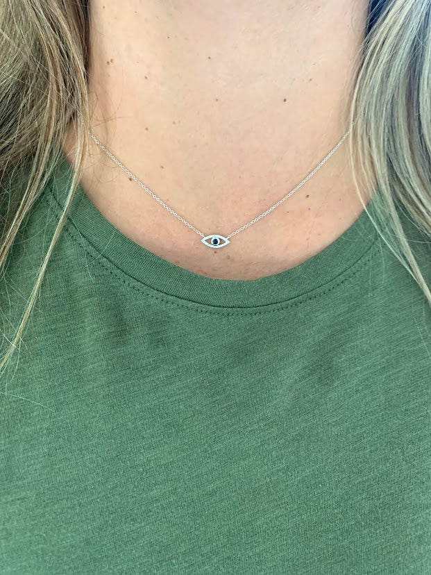 14K Gold Blue Sapphire and Diamonds Evil Eye