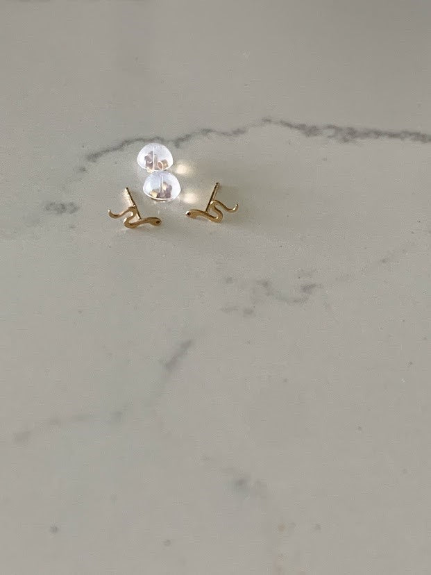 14K Gold Snake Earrings, Dainty Sneak Earrings, Tiny Sneak Earrings, Snake Stud Earrings, Women Earrings, Solid Gold Earrings