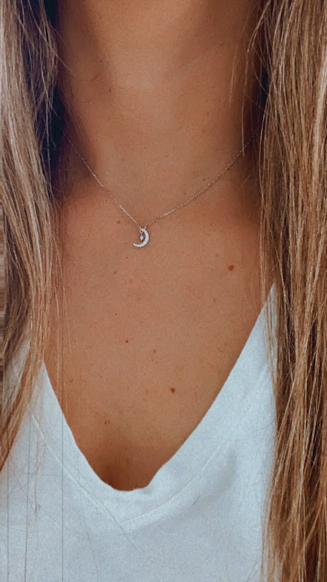 Tiny Moon and Hanging Star Necklace