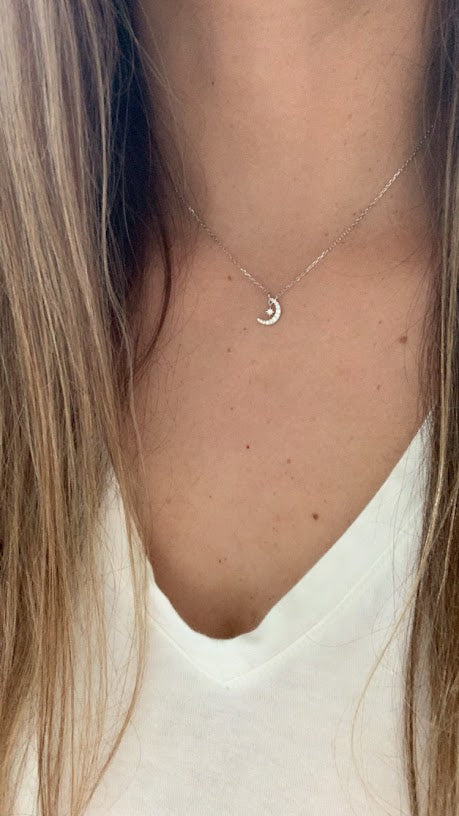 Tiny Moon and Hanging Star Necklace