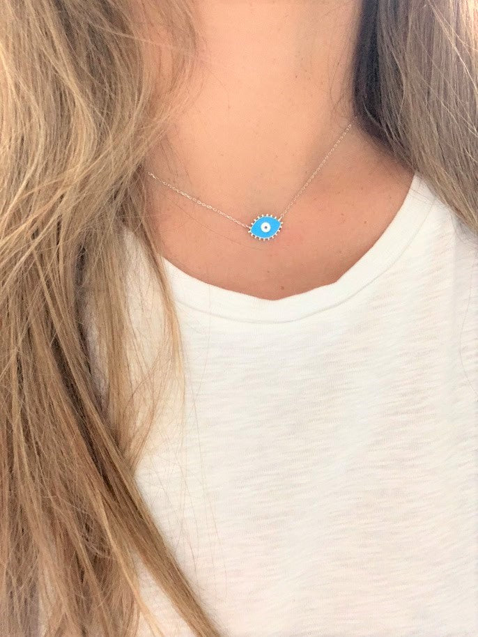Large Evil Eye Necklace in Sterling Silver