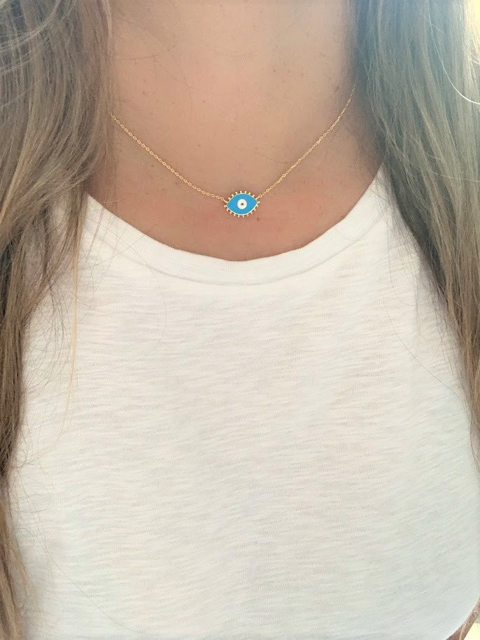 Large Evil Eye Necklace in Sterling Silver