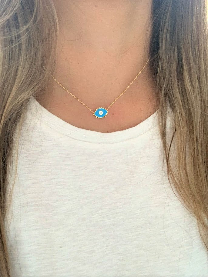Large Evil Eye Necklace in Sterling Silver