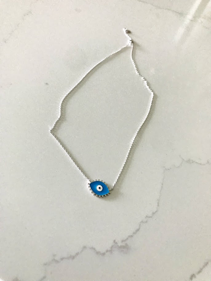 Large Evil Eye Necklace in Sterling Silver