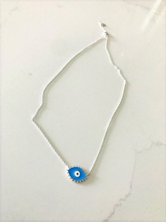 Large Evil Eye Necklace in Sterling Silver