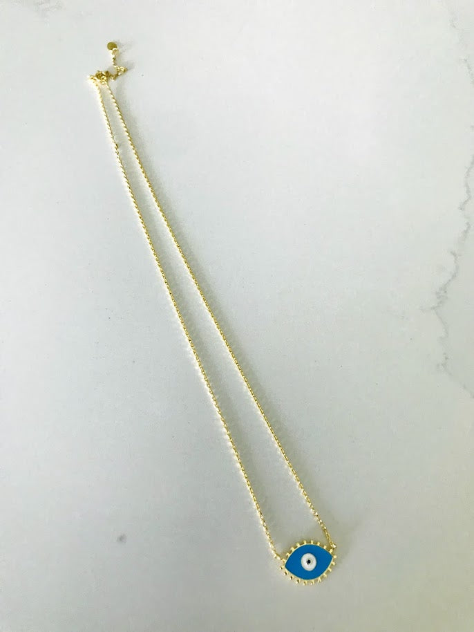 Large Evil Eye Necklace in Sterling Silver