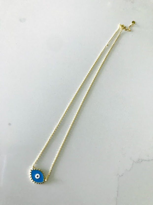 Large Evil Eye Necklace in Sterling Silver