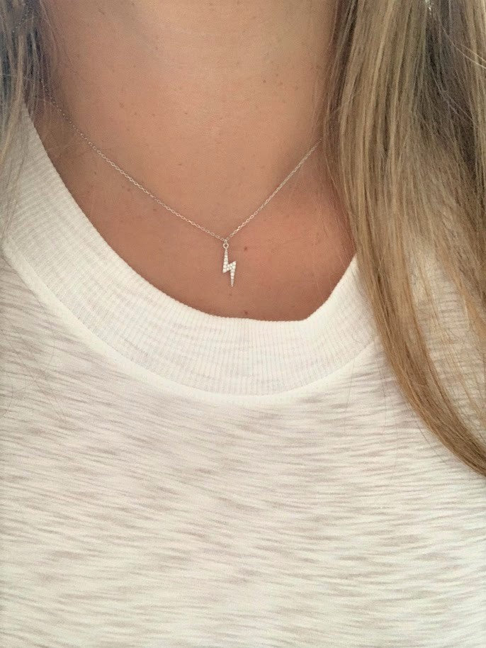 Lightning Micro Pave Necklace in Sterling Silver