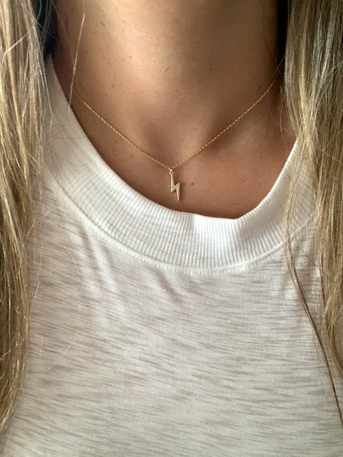 Lightning Micro Pave Necklace in Sterling Silver