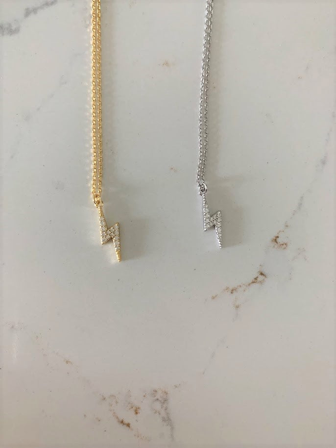 Lightning Micro Pave Necklace in Sterling Silver
