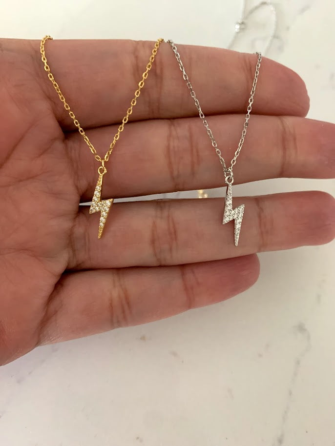 Lightning Micro Pave Necklace in Sterling Silver