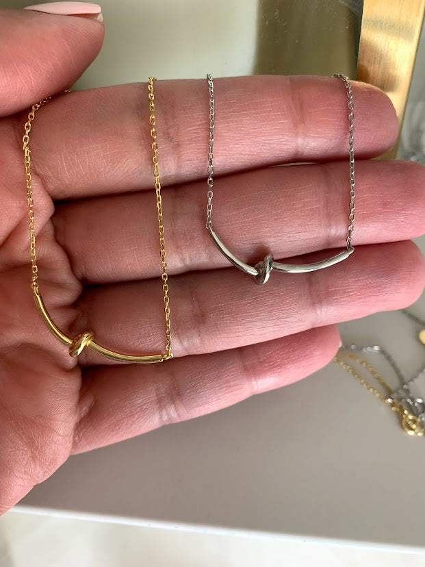 Minimalist Knot Necklace in 925 Sterling Silver