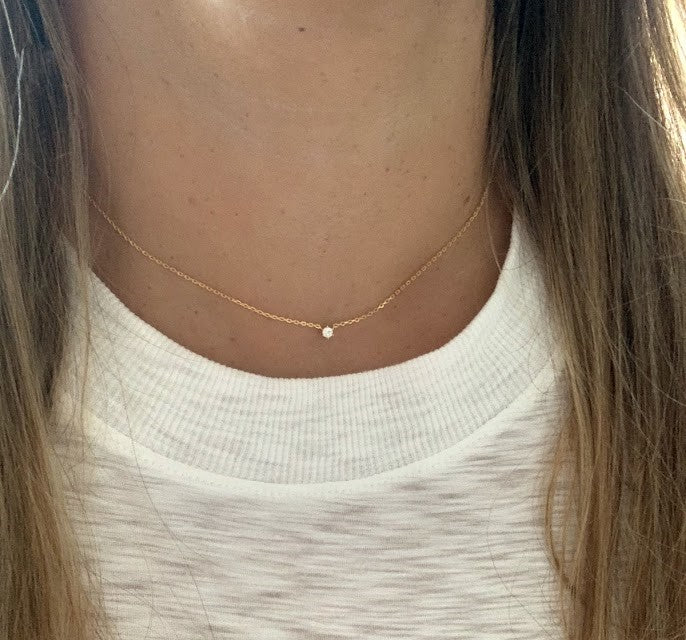 Tiny Solitaire Cubic Zirconia Necklace
