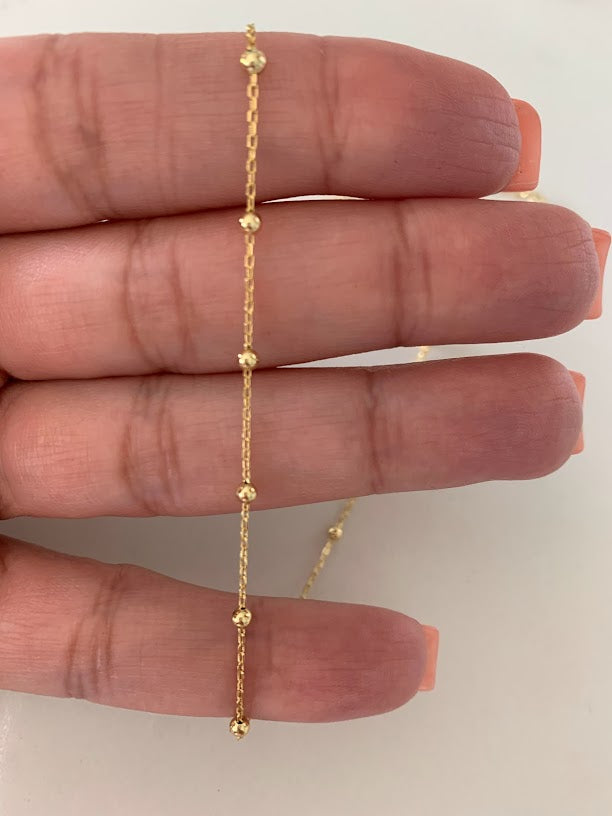 2MM Beaded Choker in Sterling Silver, Beaded Chain