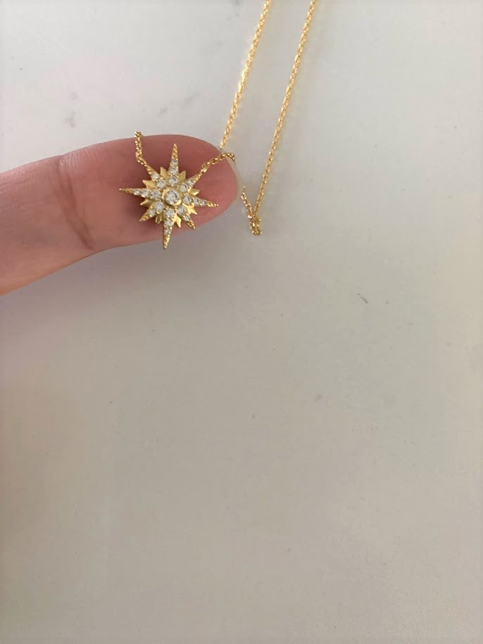 Large Sun Necklace in 925 Sterling Silver