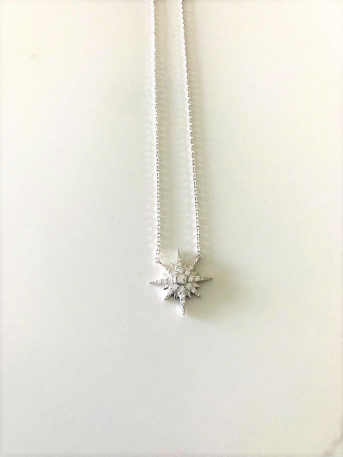 Large Sun Necklace in 925 Sterling Silver