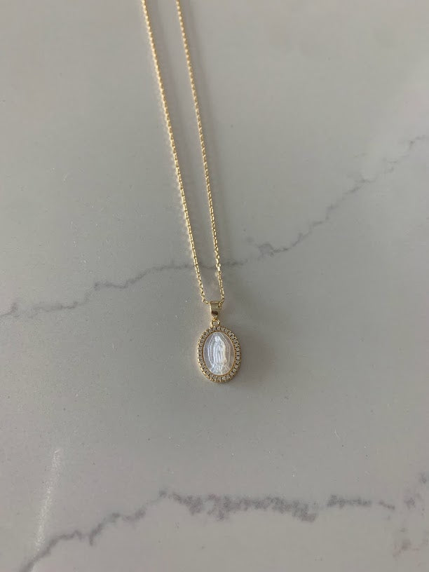 Virgin of the Miraculous Medal Necklace | 925 Sterling Silver | Gold Over Silver | Dainty and Delicate Religious Necklace