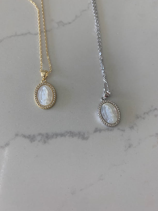 Virgin of the Miraculous Medal Necklace | 925 Sterling Silver | Gold Over Silver | Dainty and Delicate Religious Necklace