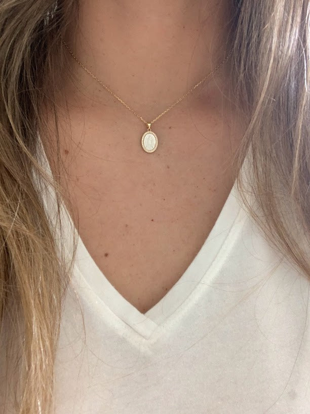 Virgin of the Miraculous Medal Necklace | 925 Sterling Silver | Gold Over Silver | Dainty and Delicate Religious Necklace