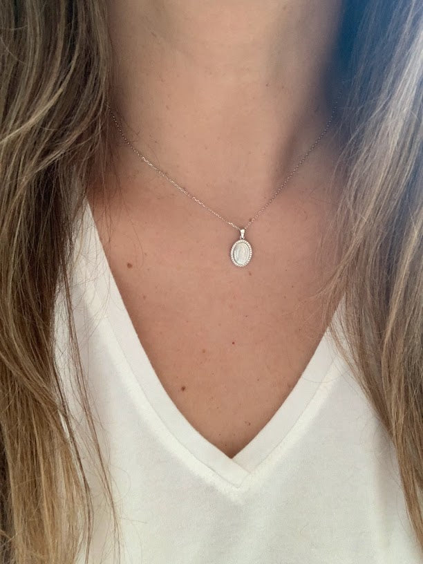 Virgin of the Miraculous Medal Necklace | 925 Sterling Silver | Gold Over Silver | Dainty and Delicate Religious Necklace
