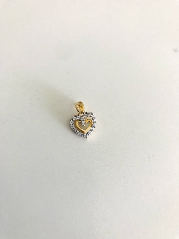 10MM 14K Solid Gold Floating Heart Pendant with Zirconia | 14K Heart Pendant