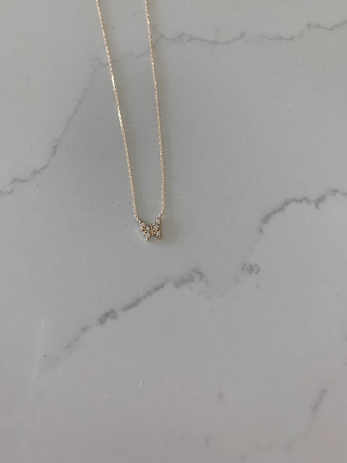 Minimalist Butterfly Necklace | 14K Solid Gold