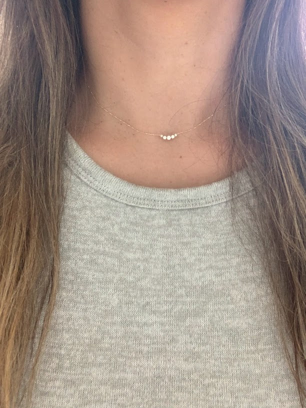 14K Tiny Gold Cluster Necklace, Dainty Gold Necklace, Gold necklace, CZ Necklace, Simple Necklace, Minimalist Necklace, Gifts for her, dainty necklace