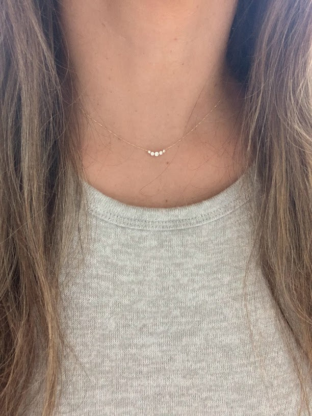 14K Tiny Gold Cluster Necklace, Dainty Gold Necklace, Gold necklace, CZ Necklace, Simple Necklace, Minimalist Necklace, Gifts for her, dainty necklace