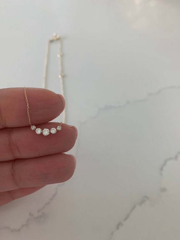 14K Tiny Gold Cluster Necklace, Dainty Gold Necklace, Gold necklace, CZ Necklace, Simple Necklace, Minimalist Necklace, Gifts for her, dainty necklace