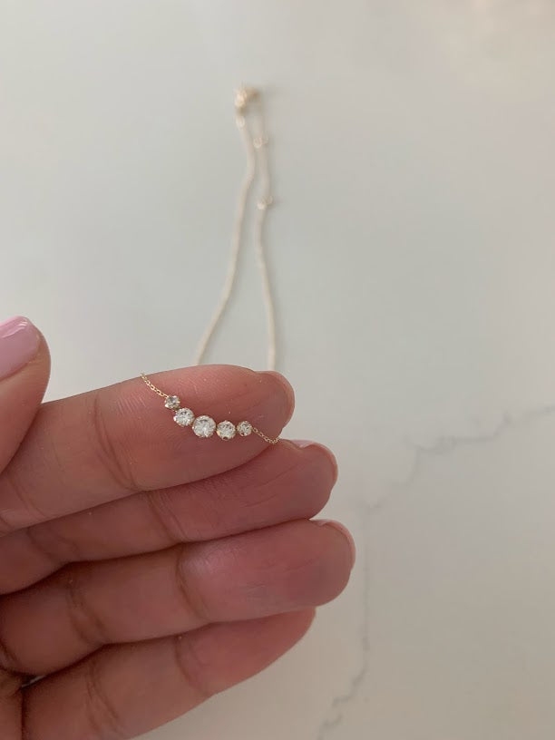14K Tiny Gold Cluster Necklace, Dainty Gold Necklace, Gold necklace, CZ Necklace, Simple Necklace, Minimalist Necklace, Gifts for her, dainty necklace