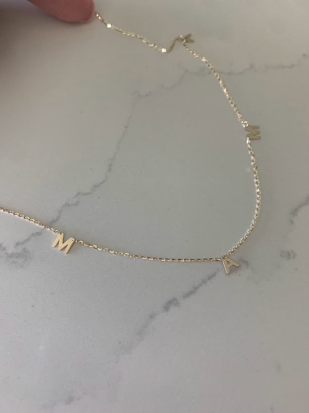 14K Gold MAMA Necklace | Mom Necklace