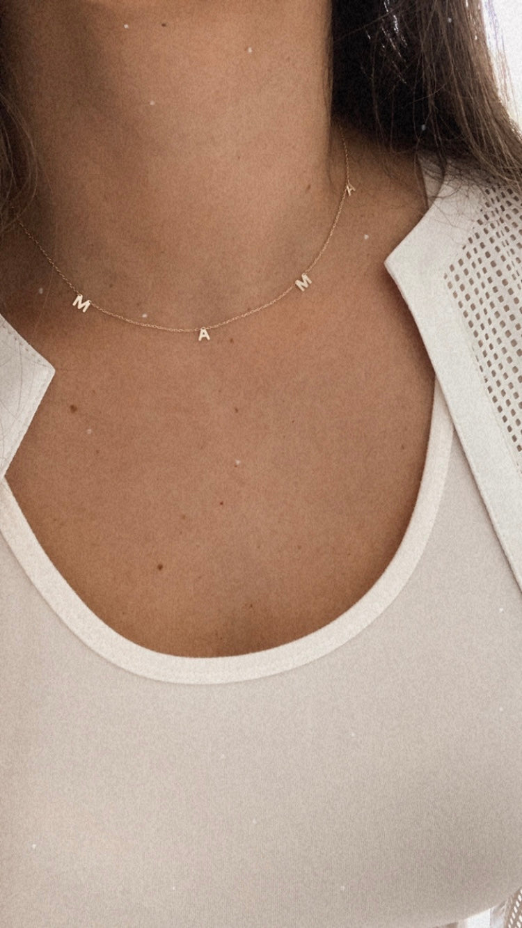 14K Gold MAMA Necklace | Mom Necklace