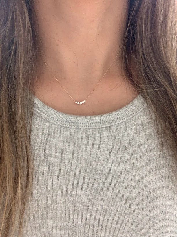 14K Tiny Gold Cluster Necklace, Dainty Gold Necklace, Gold necklace, CZ Necklace, Simple Necklace, Minimalist Necklace, Gifts for her, dainty necklace