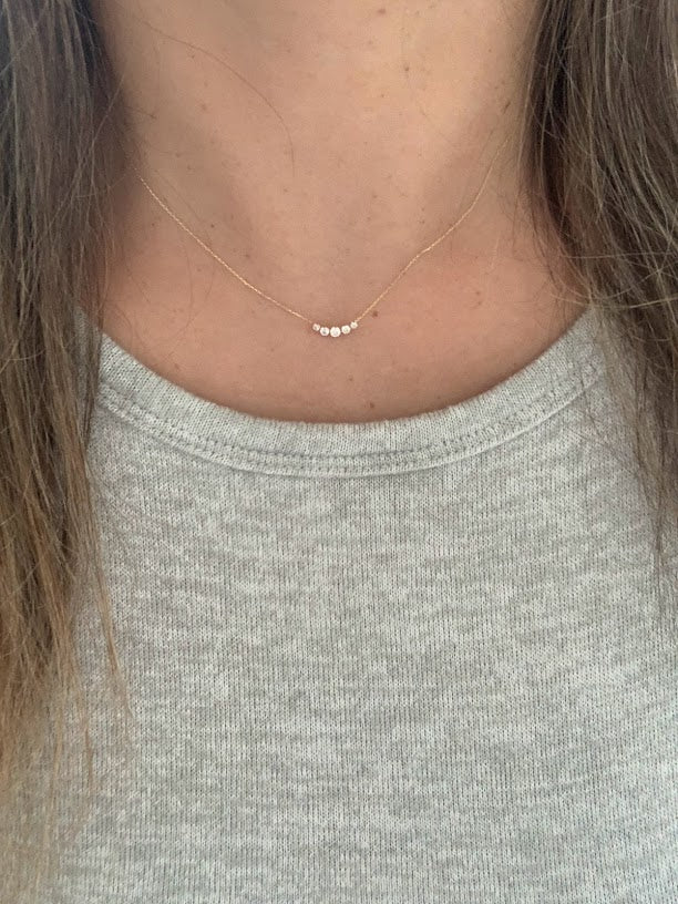 14K Tiny Gold Cluster Necklace, Dainty Gold Necklace, Gold necklace, CZ Necklace, Simple Necklace, Minimalist Necklace, Gifts for her, dainty necklace