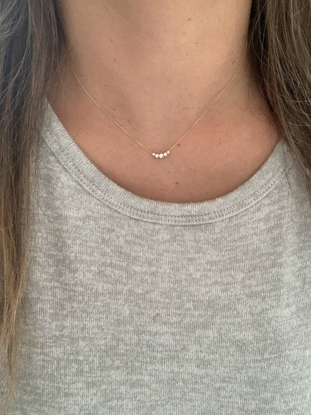 14K Tiny Gold Cluster Necklace, Dainty Gold Necklace, Gold necklace, CZ Necklace, Simple Necklace, Minimalist Necklace, Gifts for her, dainty necklace