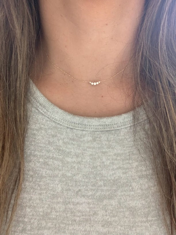 14K Tiny Gold Cluster Necklace, Dainty Gold Necklace, Gold necklace, CZ Necklace, Simple Necklace, Minimalist Necklace, Gifts for her, dainty necklace