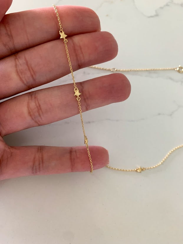 4MM 14K Gold SOLID Stars Necklace | 14K Gold Cable Chain | Layering Gold Chain | SOLID GOLD