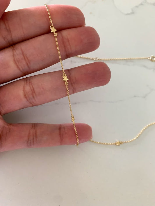 4MM 14K Gold SOLID Stars Necklace | 14K Gold Cable Chain | Layering Gold Chain | SOLID GOLD